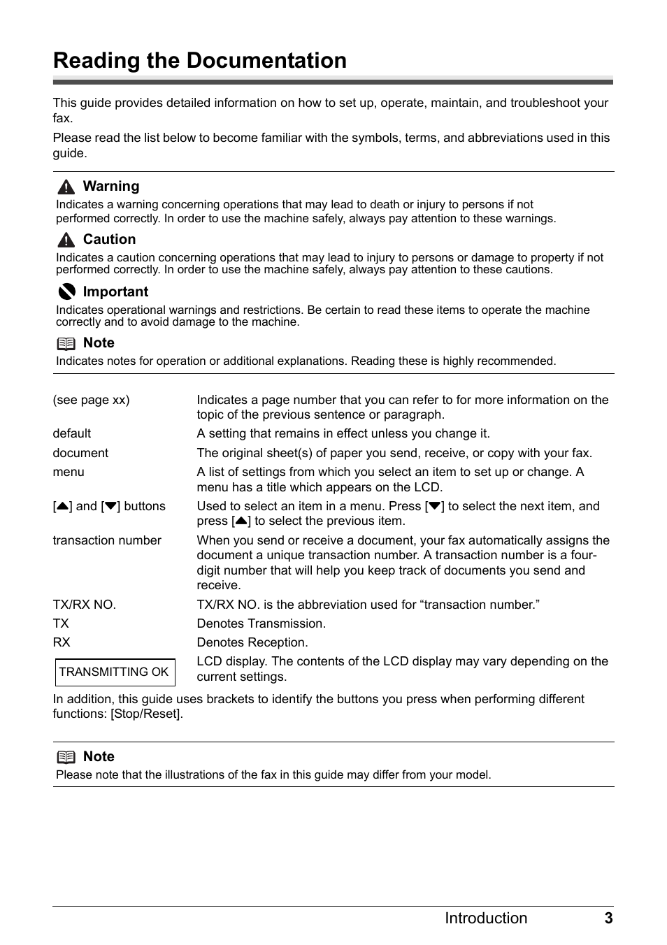 Reading the documentation | Canon FAX-JX210P User Manual | Page 4 / 86