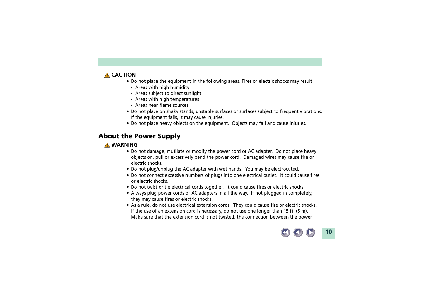 About the power supply | Canon CanoScan FB620U User Manual | Page 10 / 43