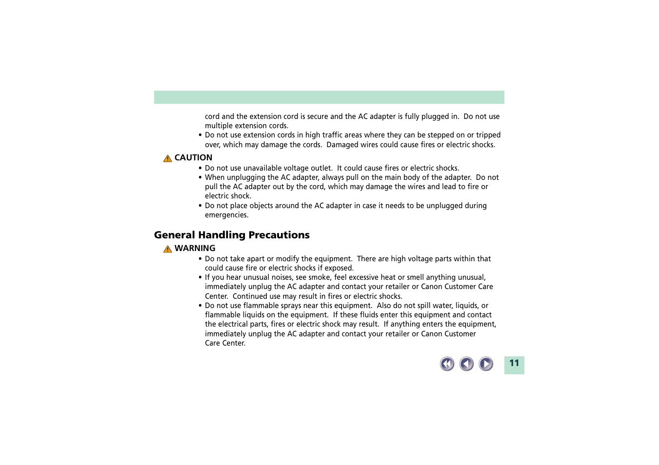 General handling precautions | Canon CanoScan FB620U User Manual | Page 11 / 43
