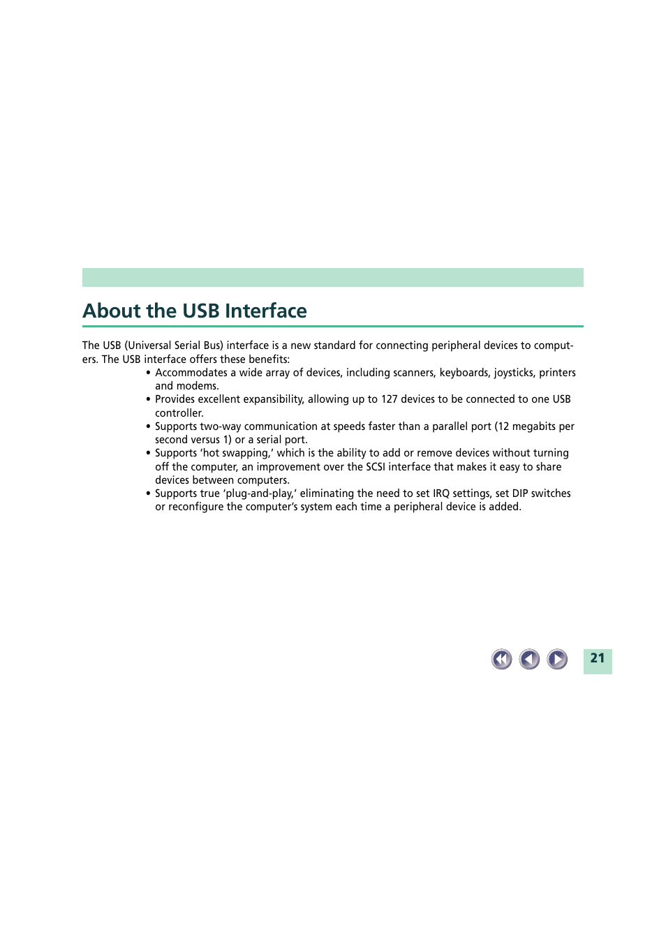 About the usb interface | Canon CanoScan FB620U User Manual | Page 21 / 43