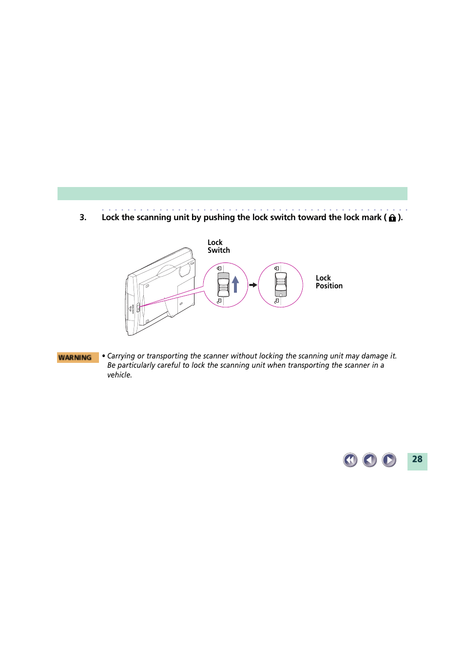 Lock position lock switch | Canon CanoScan FB620U User Manual | Page 28 / 43