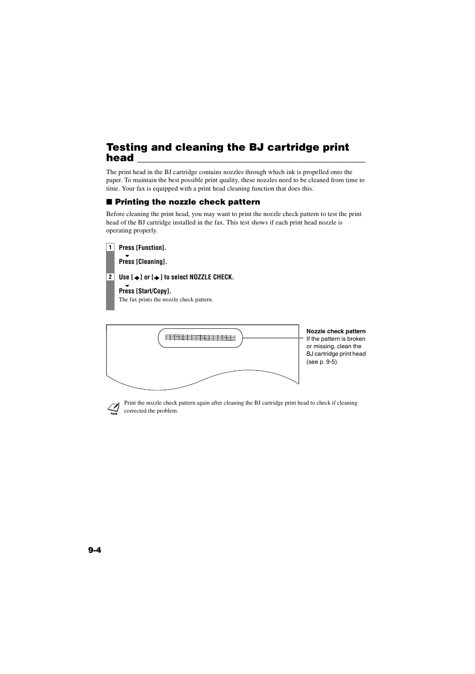 Testing and cleaning the bj cartridge print head, Testing and cleaning the bj cartridge print, Head -4 | Canon B820 User Manual | Page 89 / 110