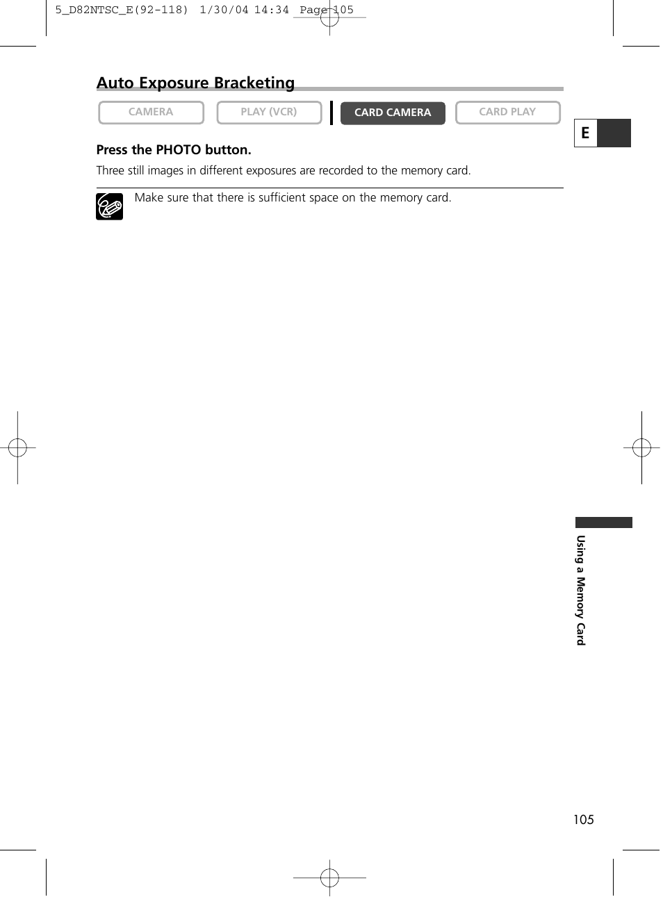 Eauto exposure bracketing | Canon Elura 65 User Manual | Page 105 / 162