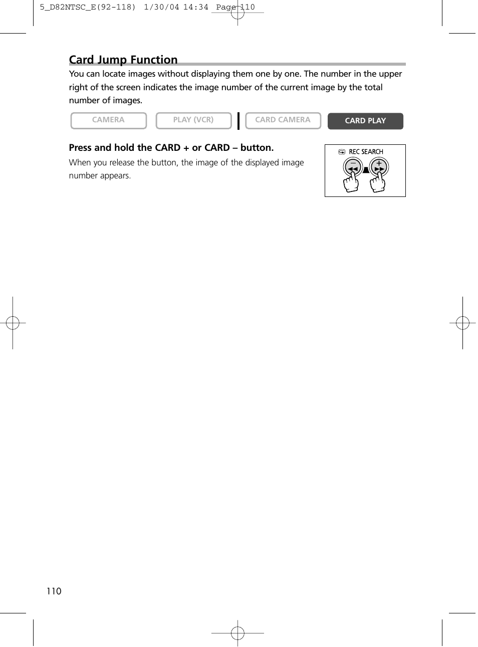Card jump function | Canon Elura 65 User Manual | Page 110 / 162
