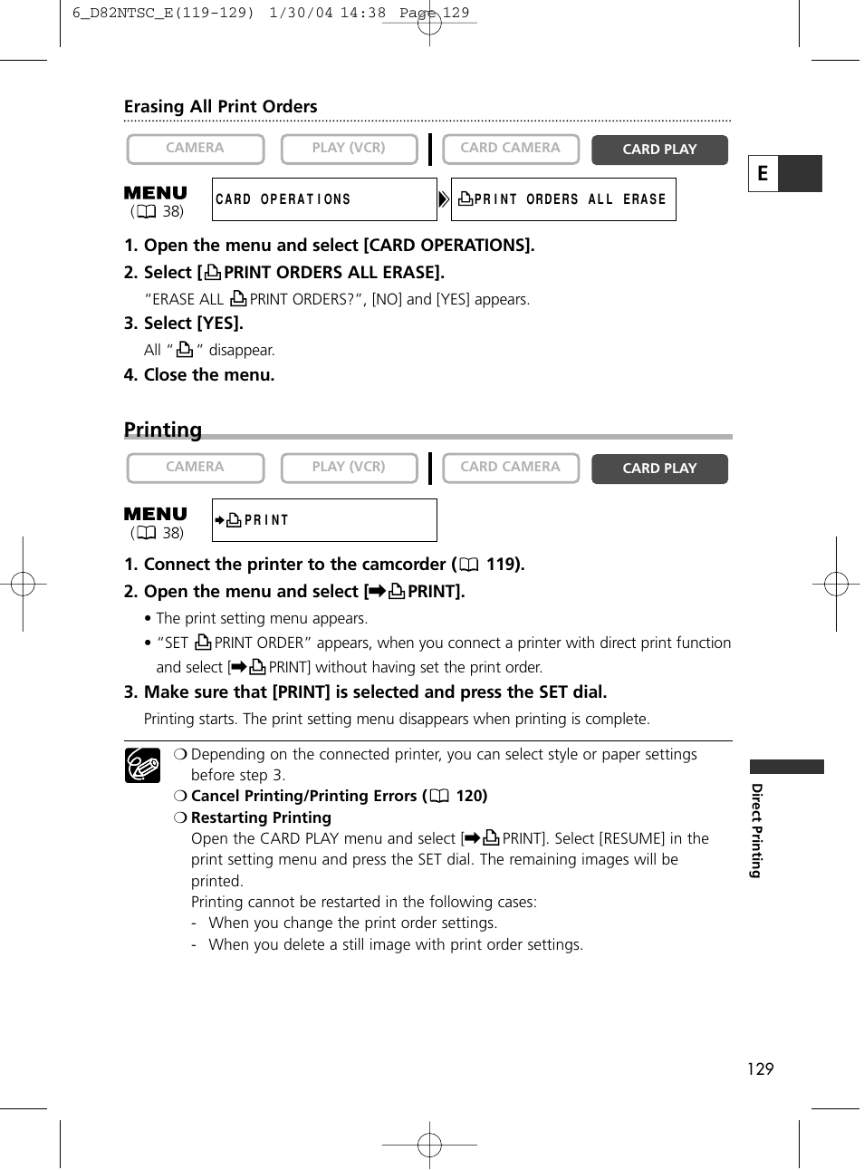 Printing | Canon Elura 65 User Manual | Page 129 / 162