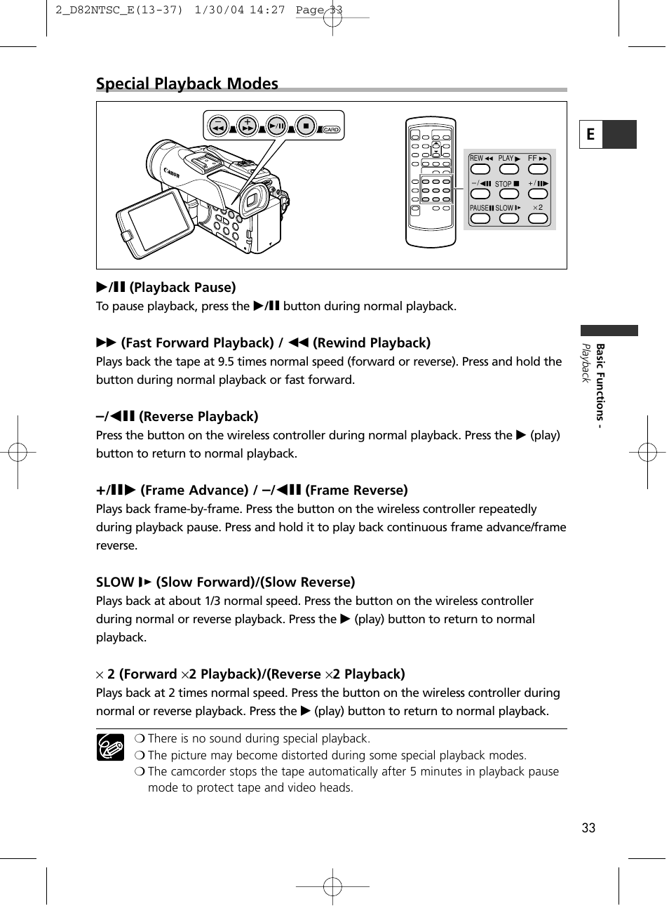 Especial playback modes | Canon Elura 65 User Manual | Page 33 / 162