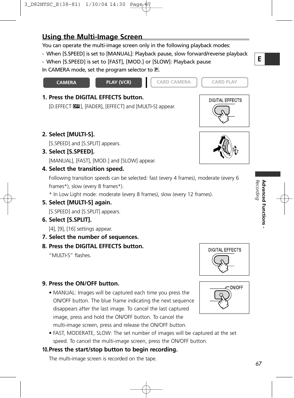 Eusing the multi-image screen | Canon Elura 65 User Manual | Page 67 / 162