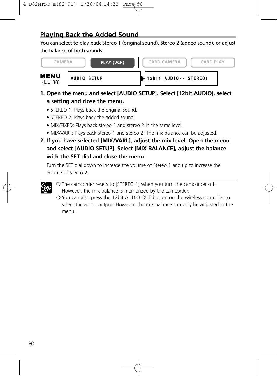 Playing back the added sound | Canon Elura 65 User Manual | Page 90 / 162