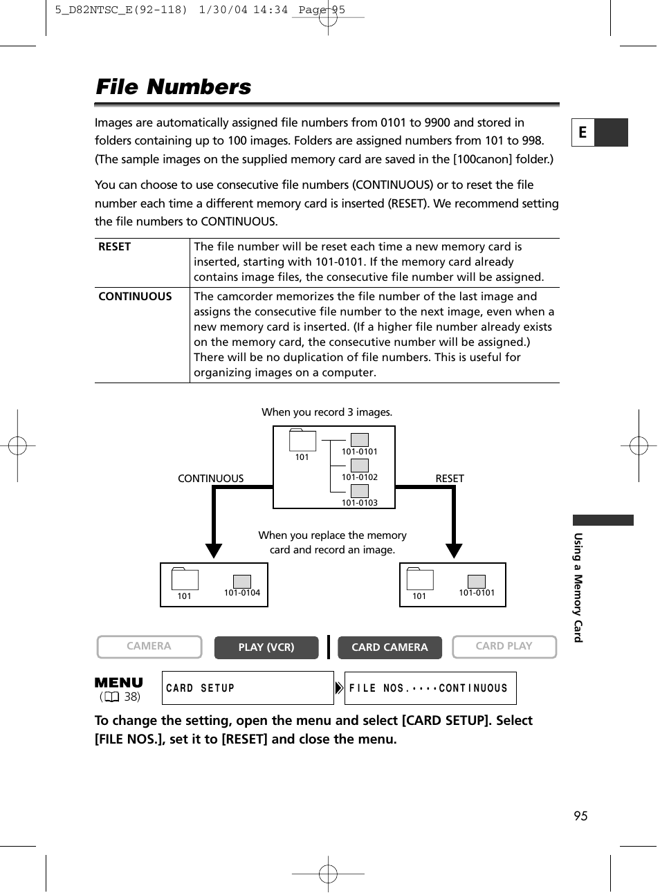 File numbers | Canon Elura 65 User Manual | Page 95 / 162