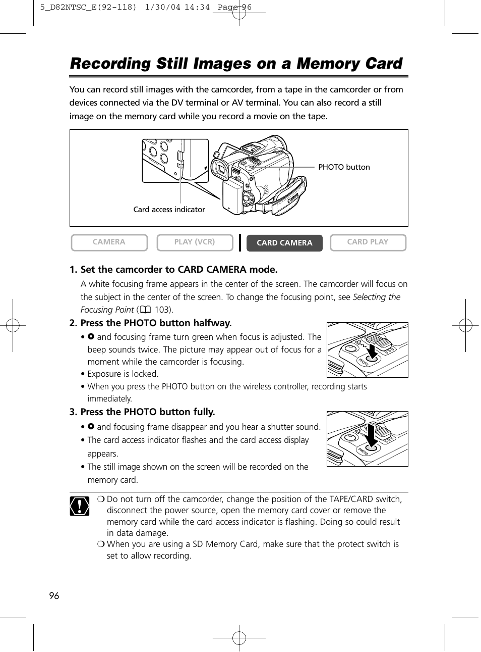 Canon Elura 65 User Manual | Page 96 / 162