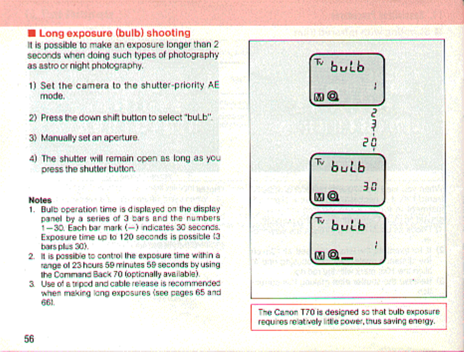 Exposure ffimlnss | Canon T 70 User Manual | Page 56 / 116