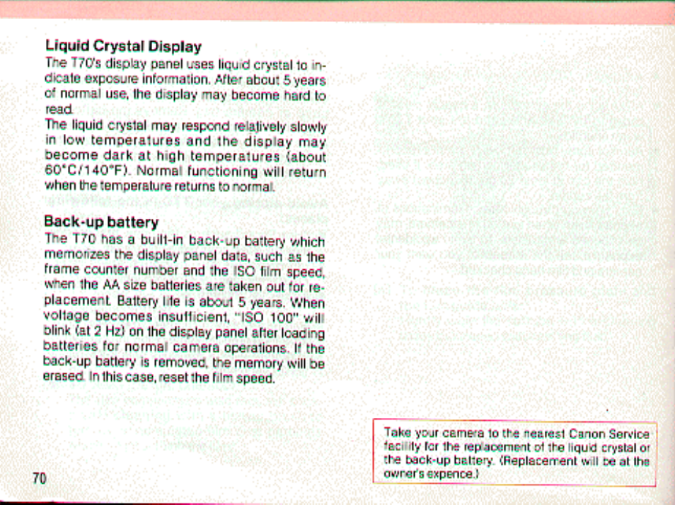 Canon T 70 User Manual | Page 70 / 116