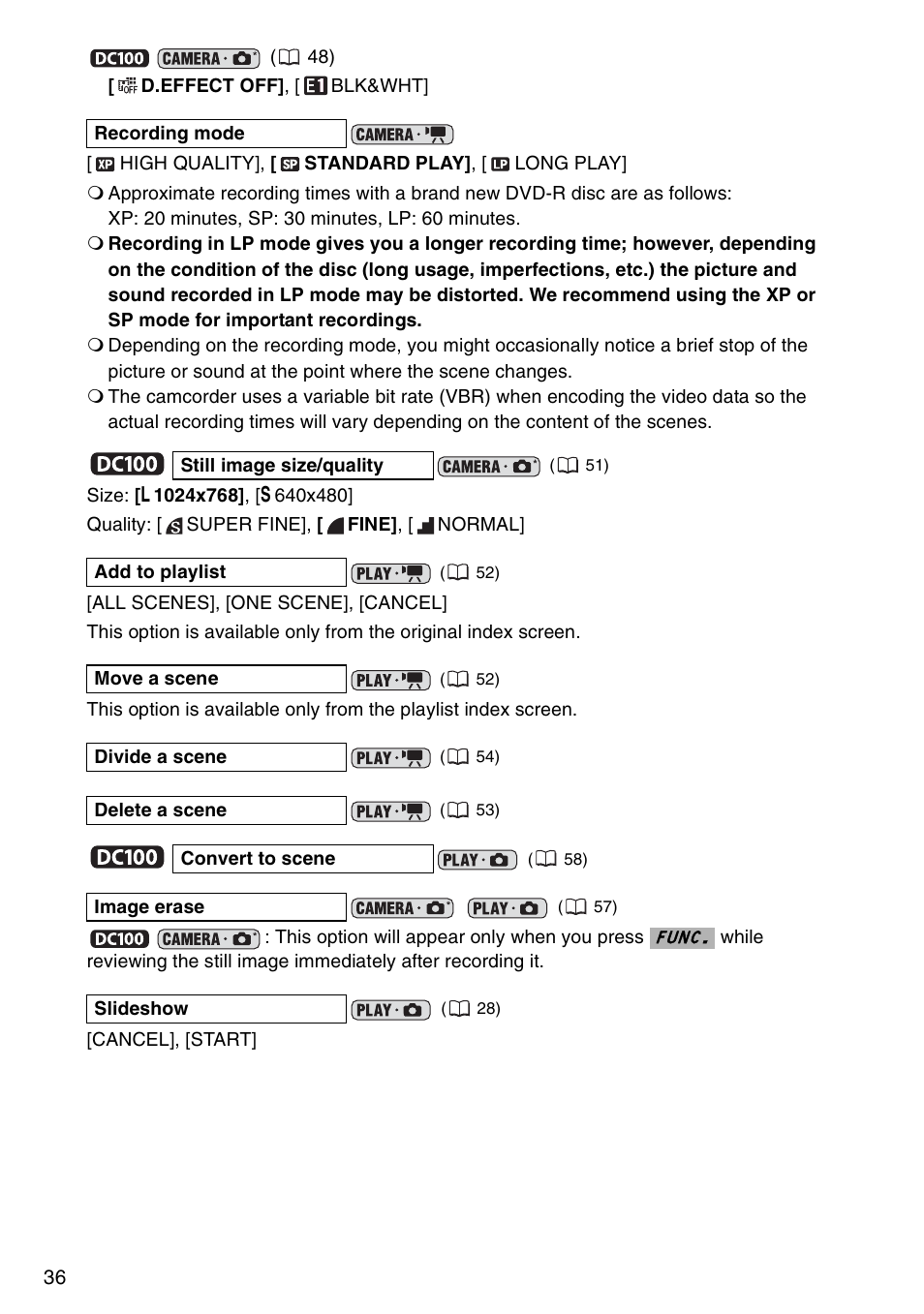 Canon DC 100 User Manual | Page 36 / 80
