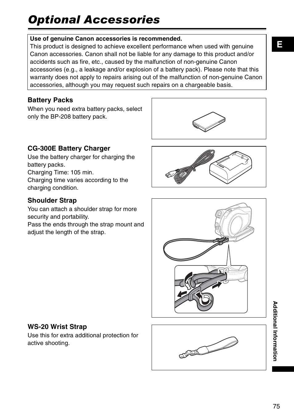 Optional accessories | Canon DC 100 User Manual | Page 75 / 80