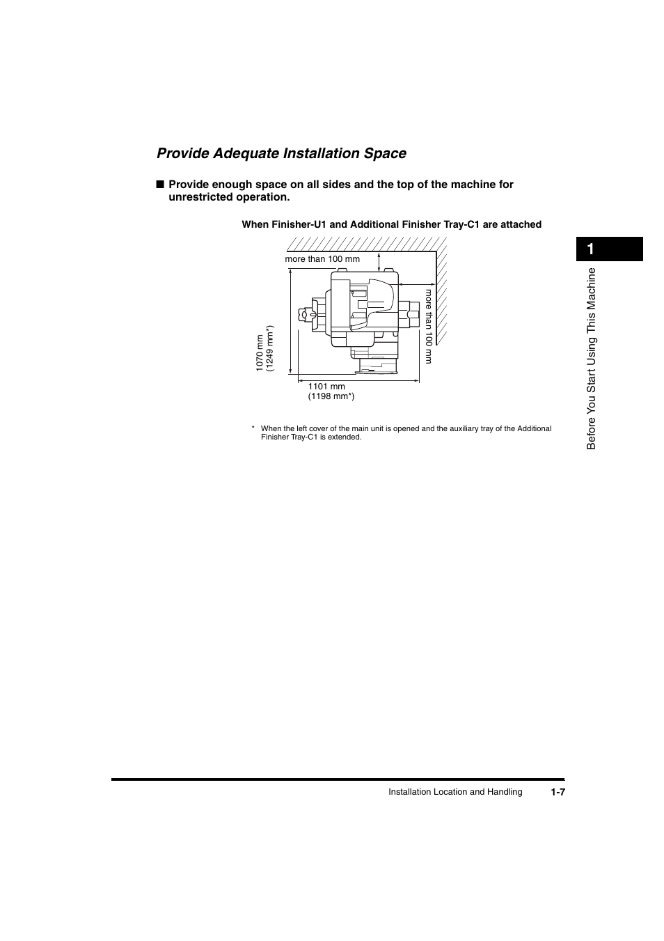 Provide adequate installation space, Provide adequate installation space -7 | Canon iR 2016 User Manual | Page 37 / 92