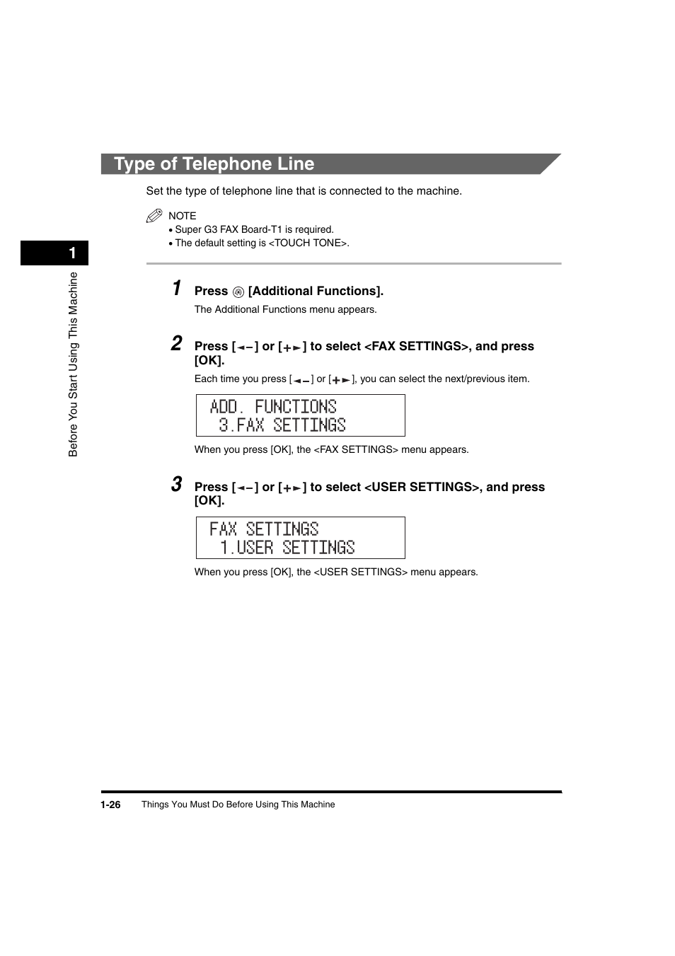 Type of telephone line, Type of telephone line -26 | Canon iR 2016 User Manual | Page 56 / 92