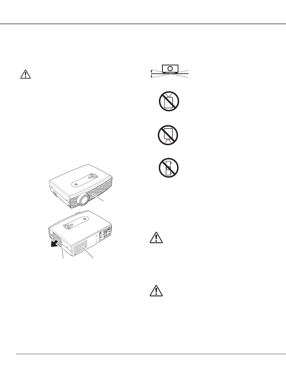 Air circulation, Installing the projector in, Moving the projector | Installing the projector in proper position, Safety instructions | Canon LV-X4 User Manual | Page 6 / 64