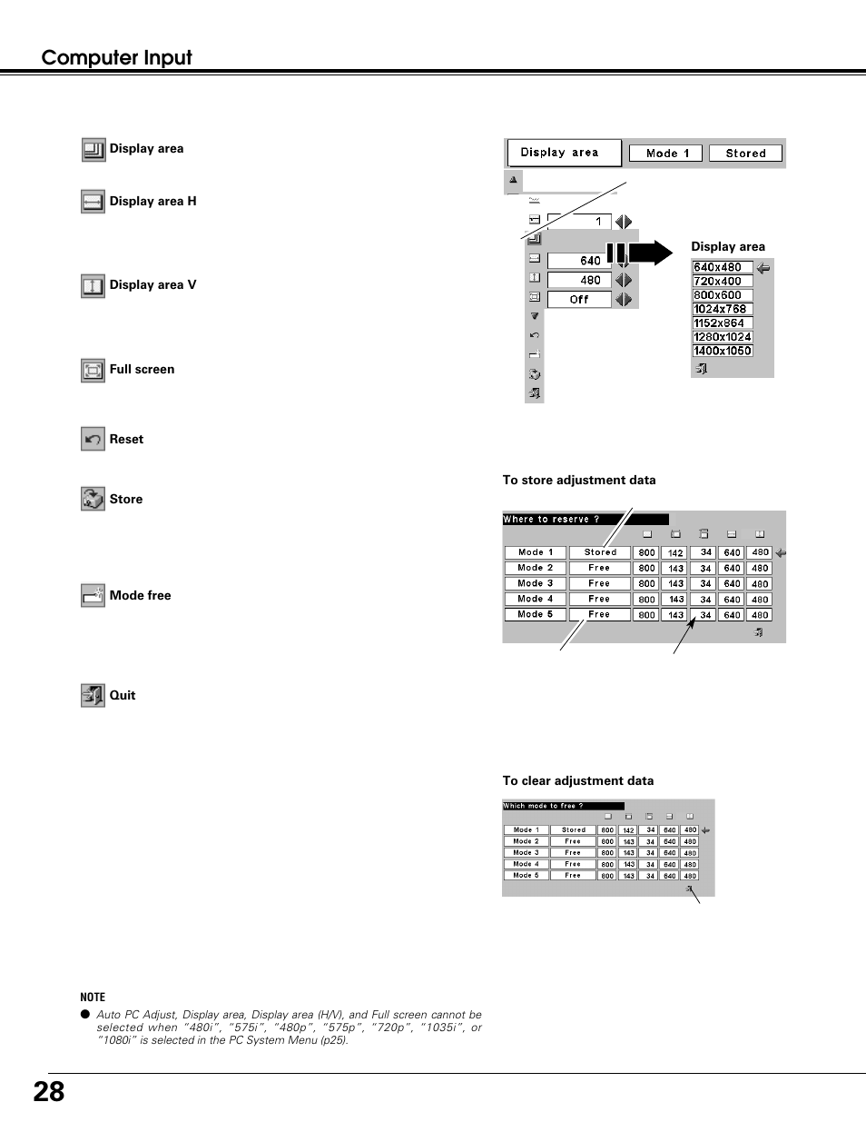 Computer input | Canon LV-7215 User Manual | Page 28 / 56