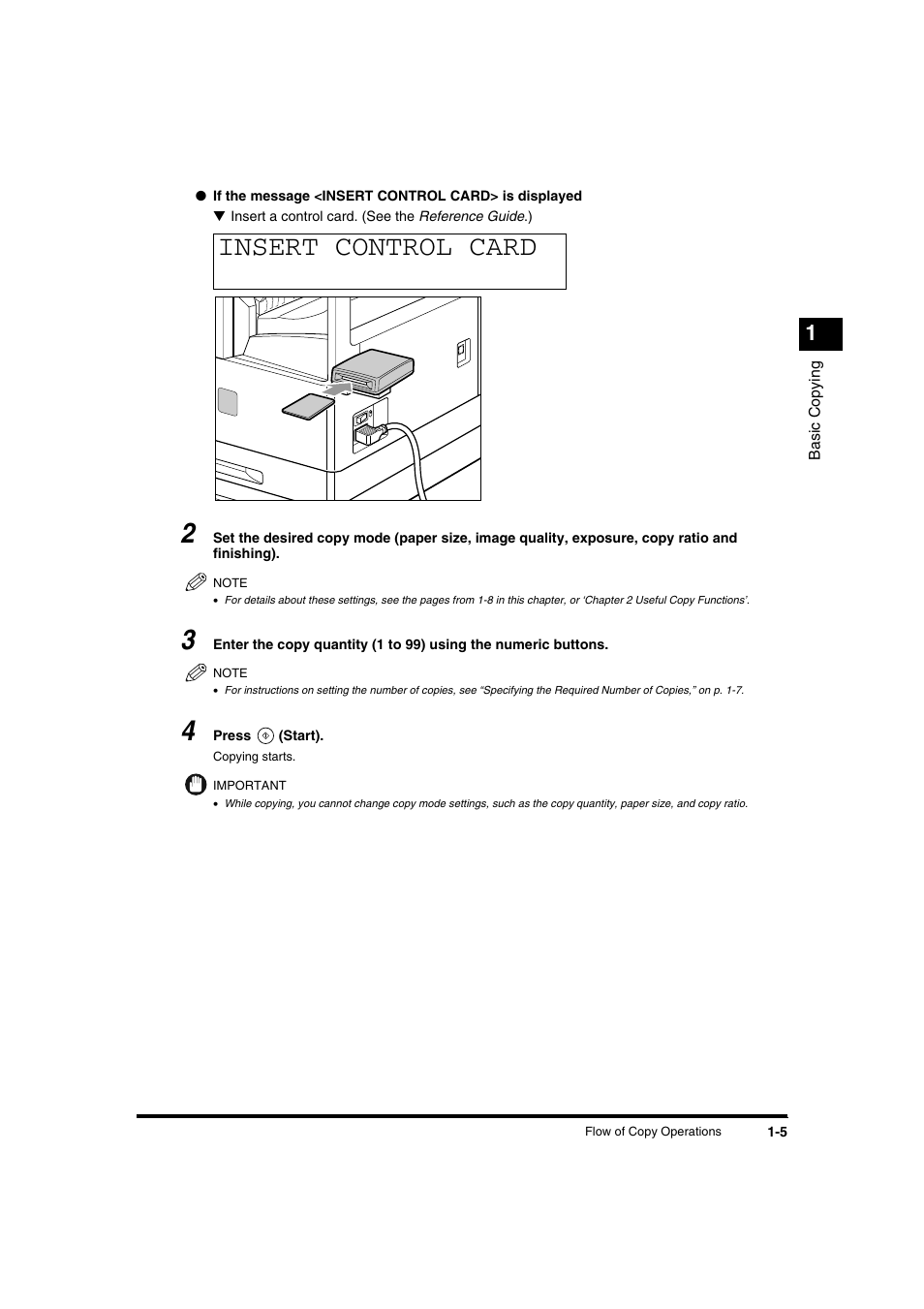 Insert control card | Canon IR1600 User Manual | Page 11 / 70