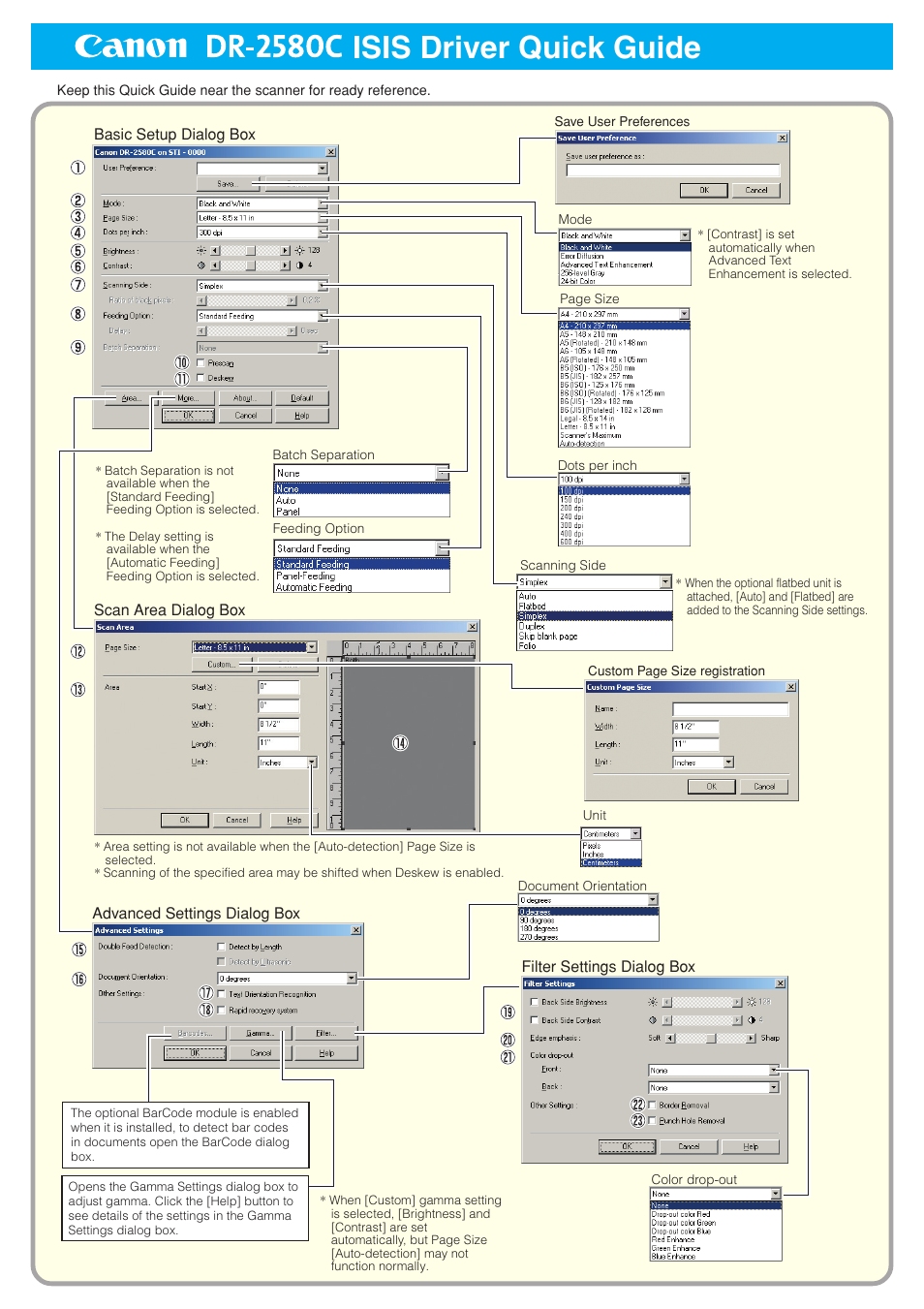 Quick guide (for printing), Isis driver, Isis driver quick guide | Canon DR-2580C User Manual | Page 111 / 116