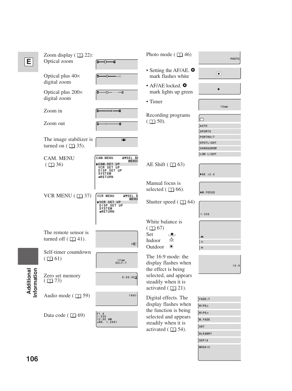 106 e | Canon Digital Video Camcorder ZR20 User Manual | Page 106 / 114
