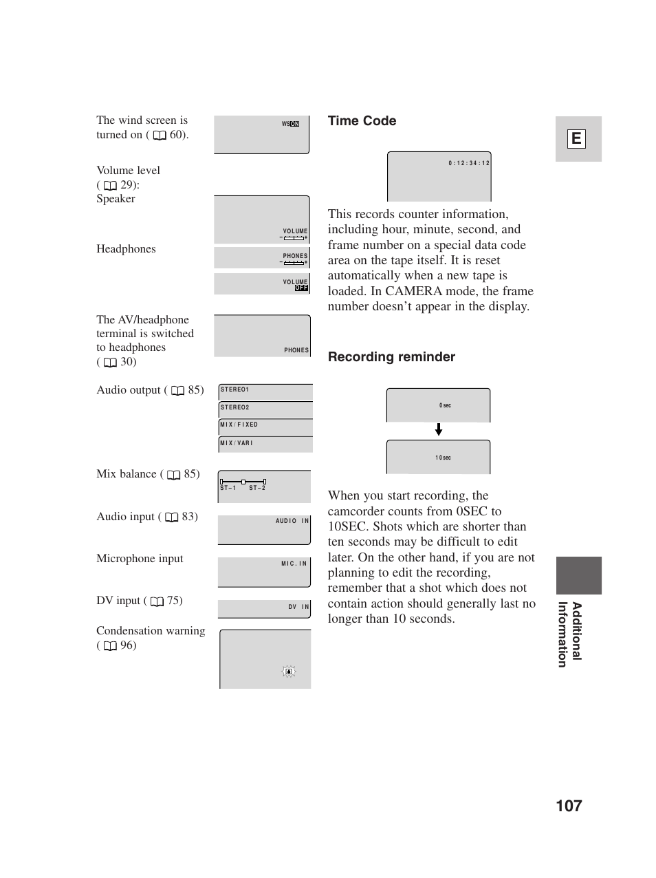 107 e | Canon Digital Video Camcorder ZR20 User Manual | Page 107 / 114