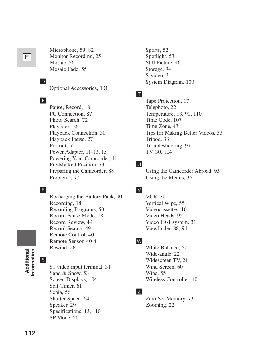 Canon Digital Video Camcorder ZR20 User Manual | Page 112 / 114