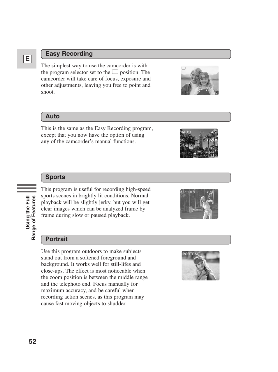 52 e | Canon Digital Video Camcorder ZR20 User Manual | Page 52 / 114