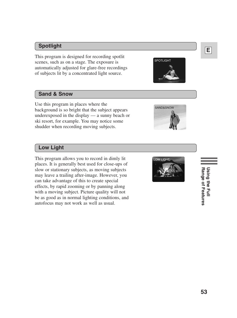 53 e | Canon Digital Video Camcorder ZR20 User Manual | Page 53 / 114