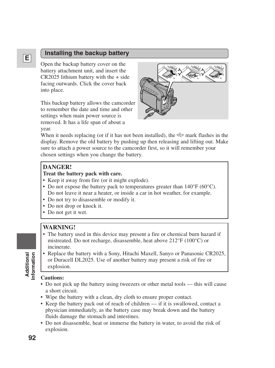 92 e | Canon Digital Video Camcorder ZR20 User Manual | Page 92 / 114
