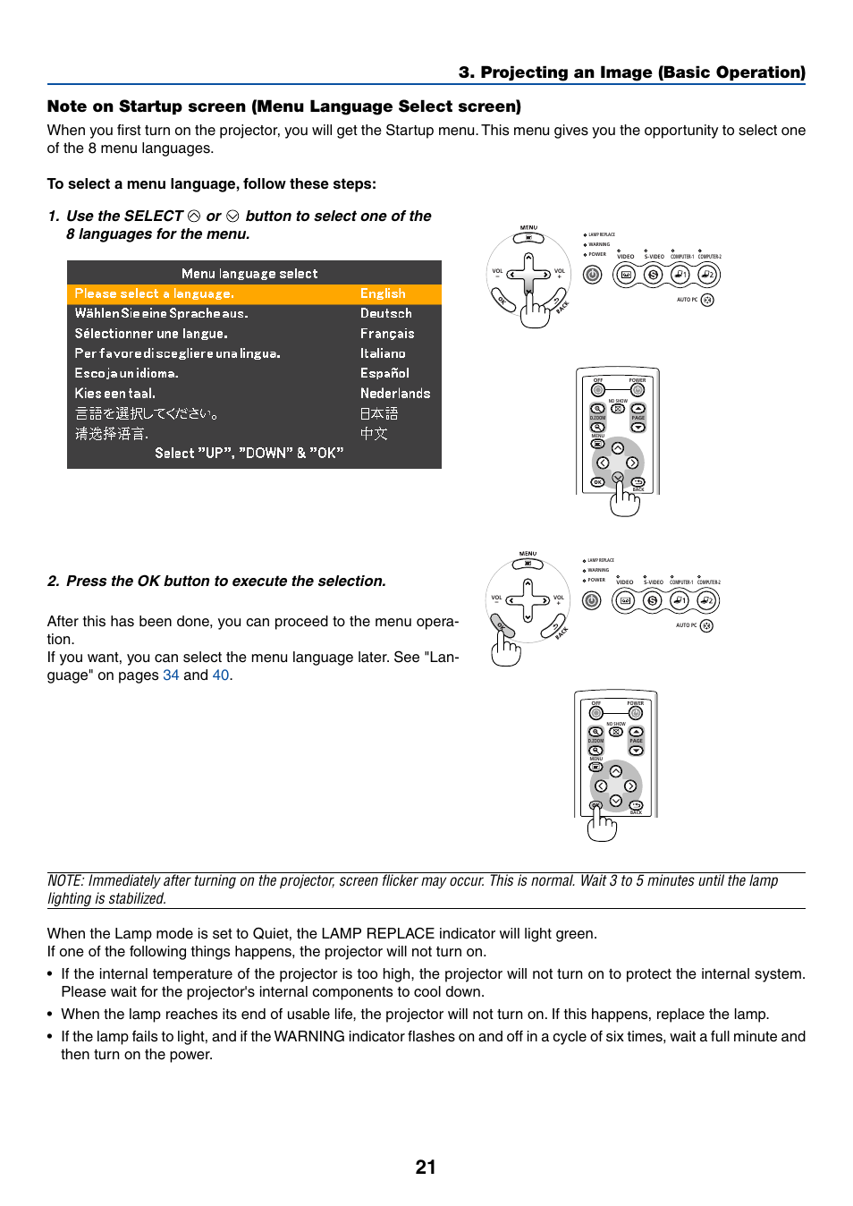 Press the ok button to execute the selection | Canon LV-7245 User Manual | Page 29 / 71