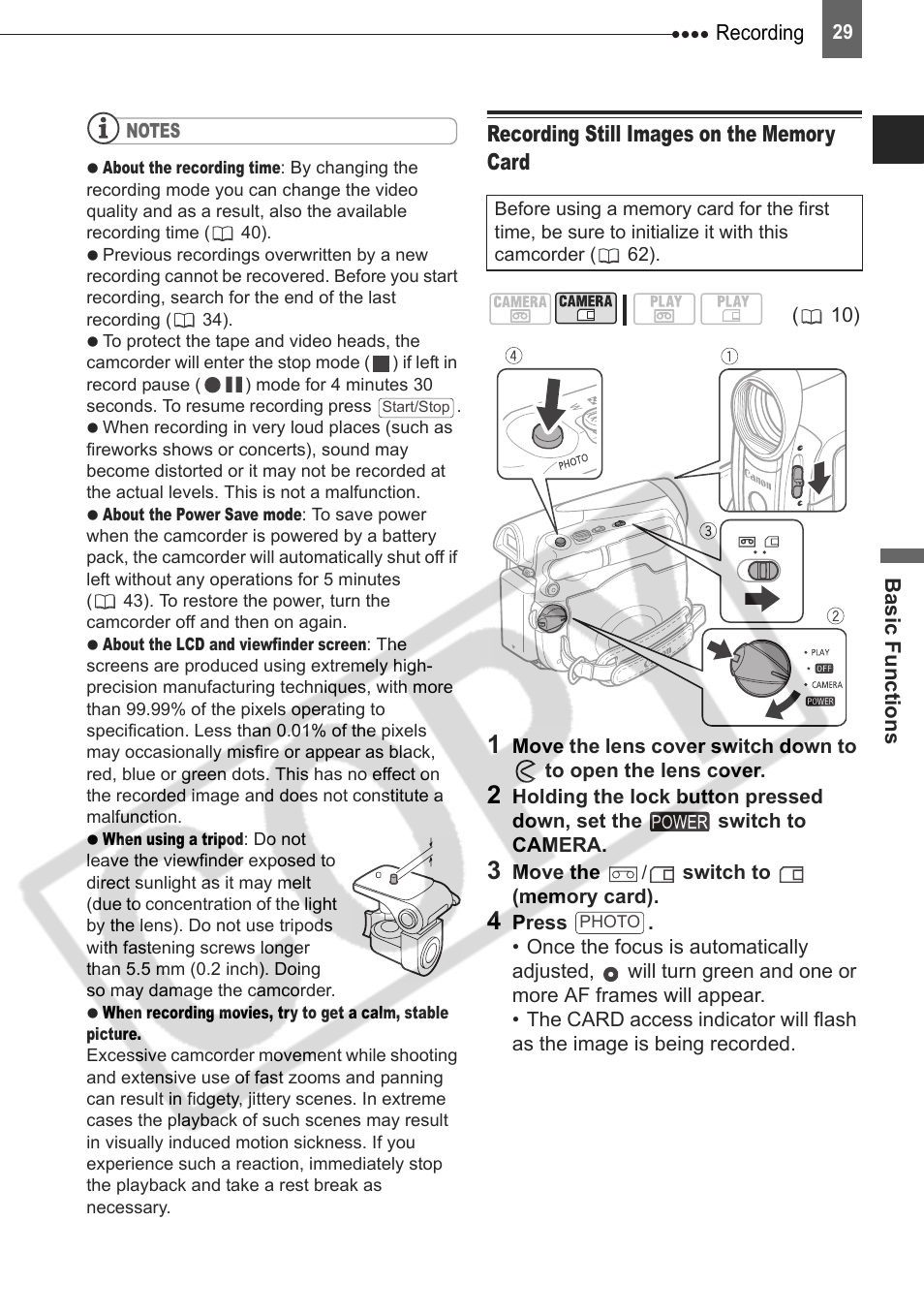 Recording still images on the memory card | Canon DIM-787 User Manual | Page 29 / 98