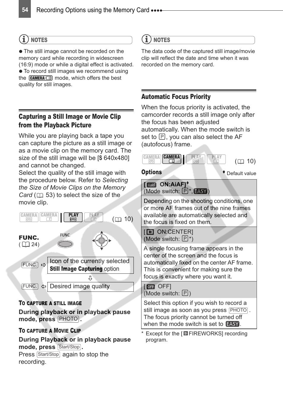 Automatic focus priority | Canon DIM-787 User Manual | Page 54 / 98