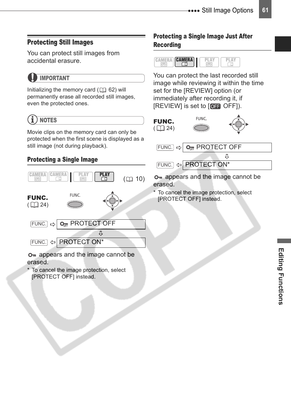 Protecting still images, 61) the | Canon DIM-787 User Manual | Page 61 / 98
