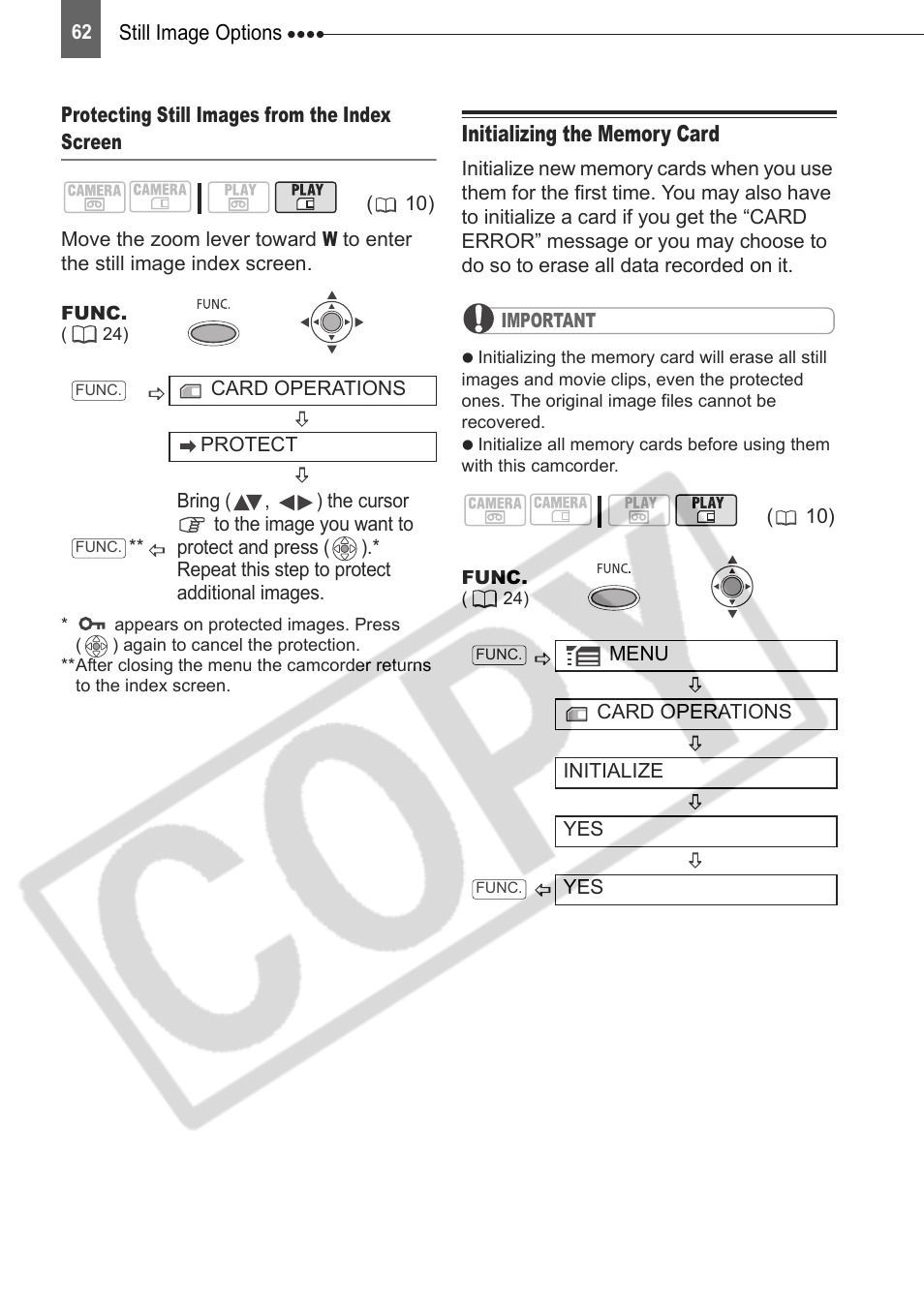 Initializing the memory card | Canon DIM-787 User Manual | Page 62 / 98