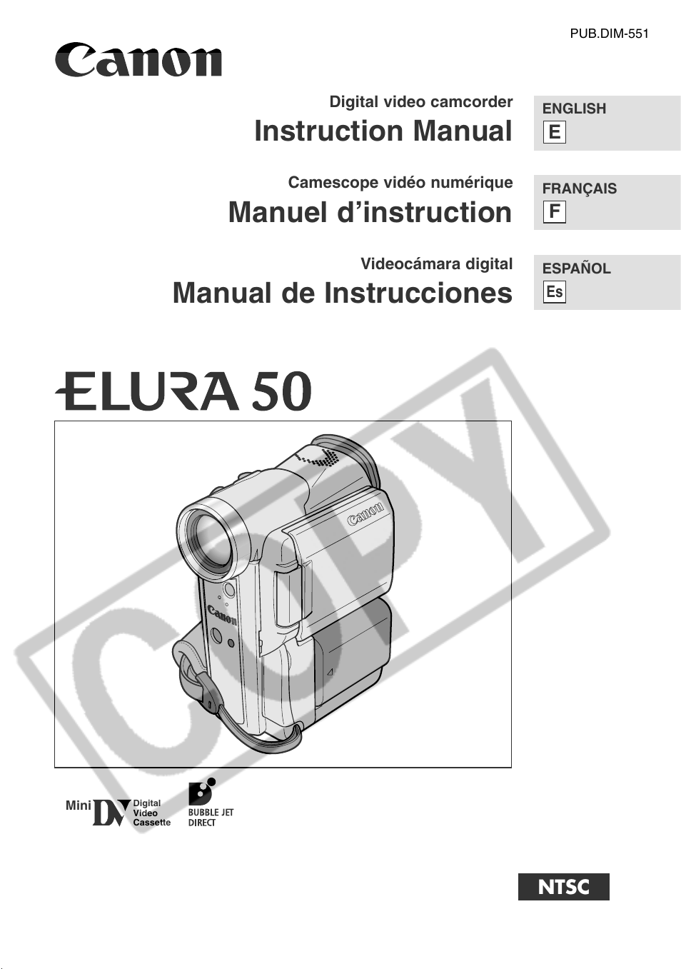 Canon ELURA 50 User Manual | 174 pages