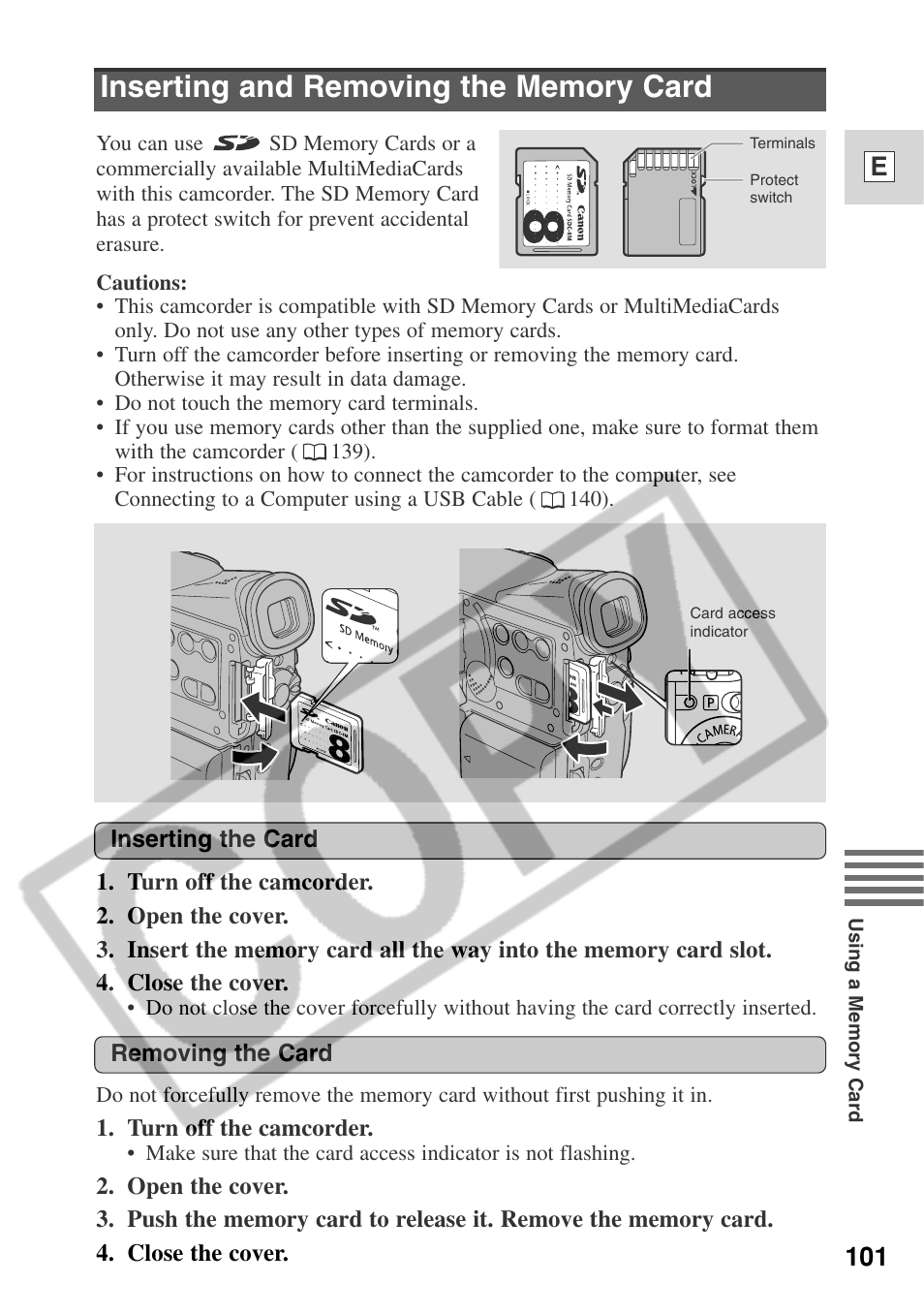 101 e | Canon ELURA 50 User Manual | Page 101 / 174