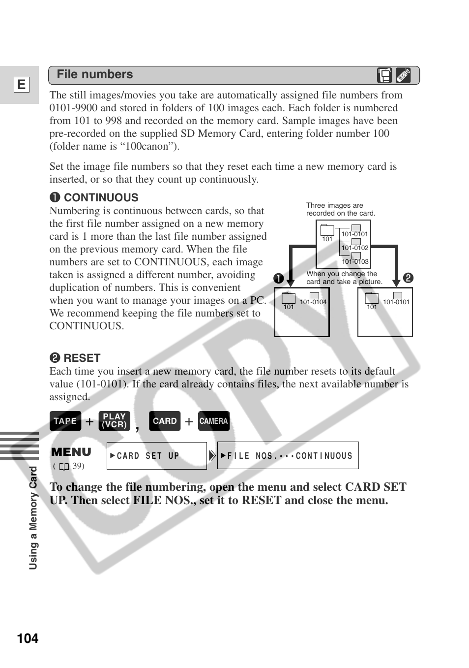 104 e | Canon ELURA 50 User Manual | Page 104 / 174