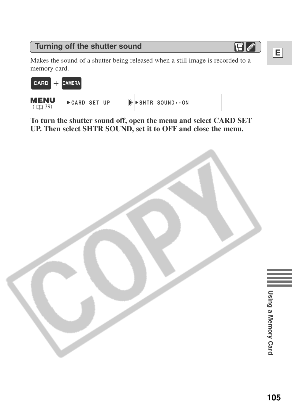 105 e | Canon ELURA 50 User Manual | Page 105 / 174