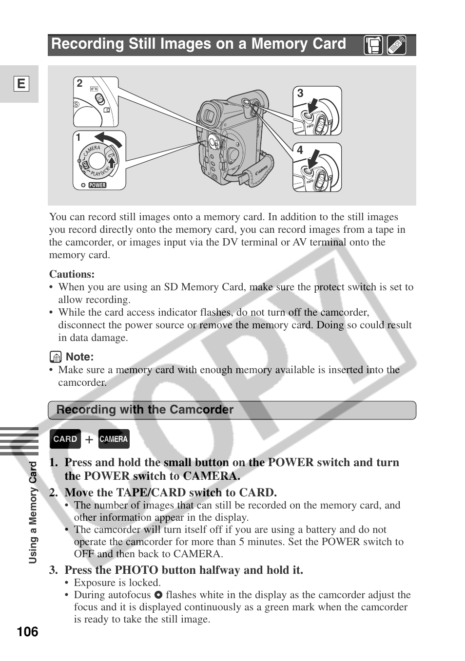 106 e | Canon ELURA 50 User Manual | Page 106 / 174