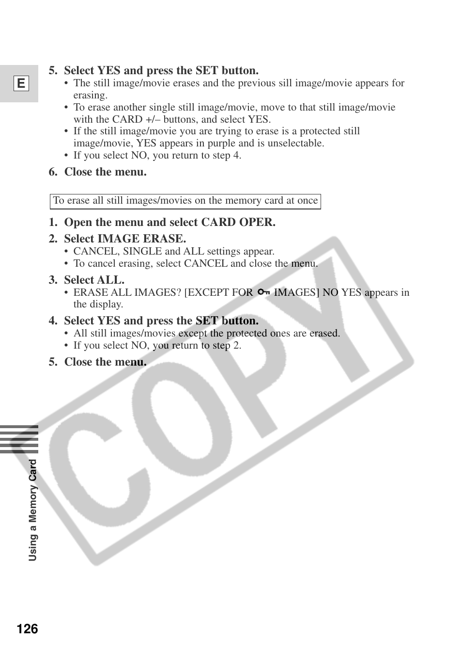 126 e | Canon ELURA 50 User Manual | Page 126 / 174