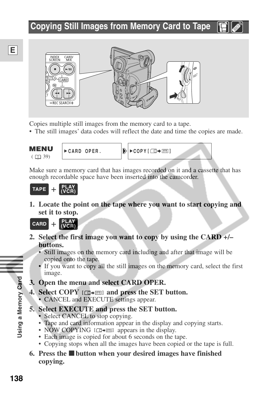 138 e | Canon ELURA 50 User Manual | Page 138 / 174