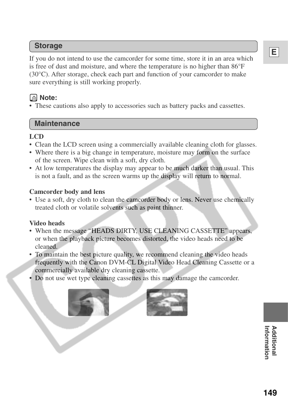 149 e | Canon ELURA 50 User Manual | Page 149 / 174