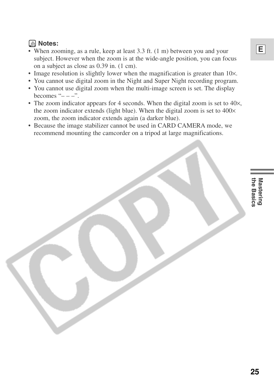 25 e | Canon ELURA 50 User Manual | Page 25 / 174