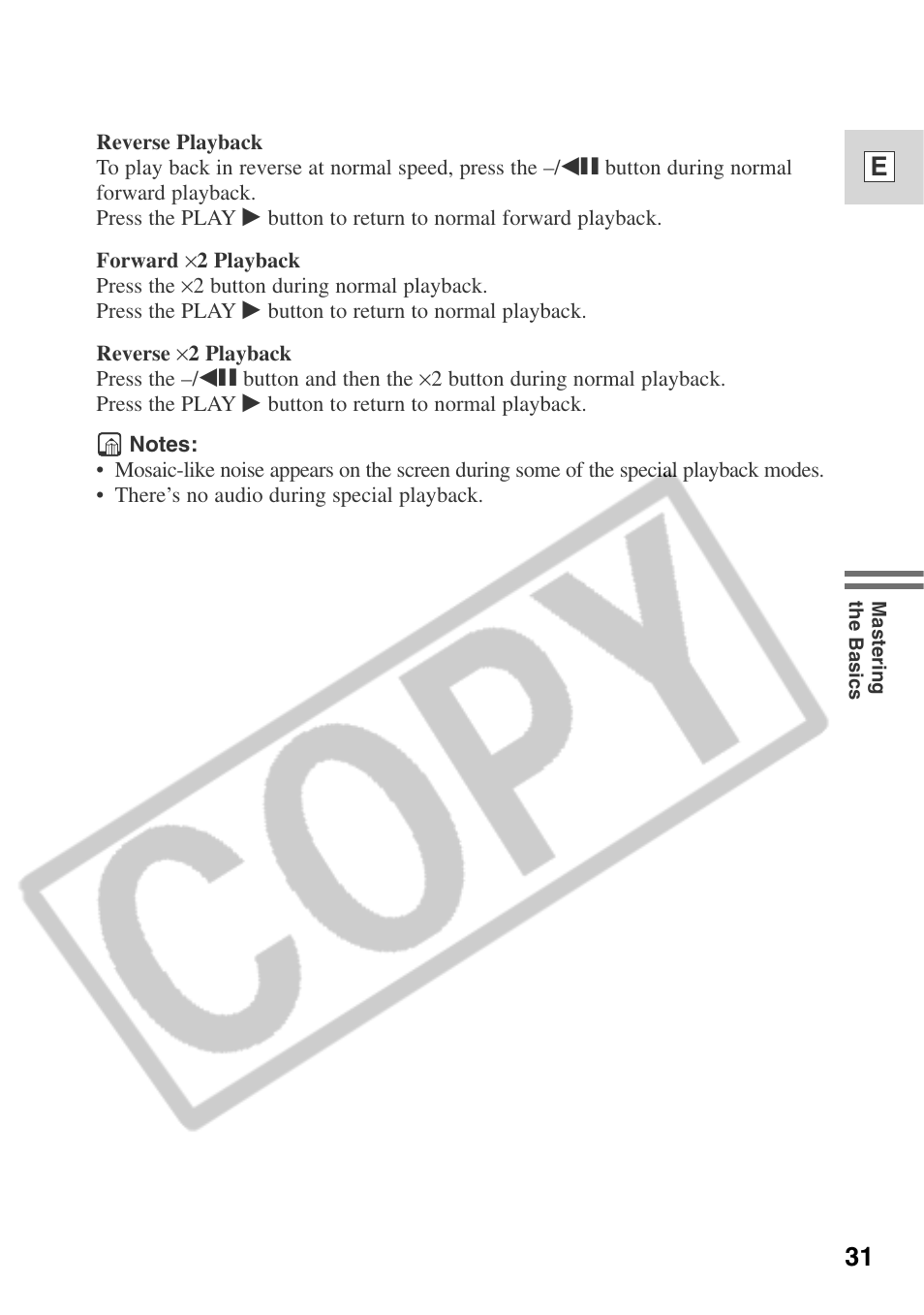 31 e | Canon ELURA 50 User Manual | Page 31 / 174
