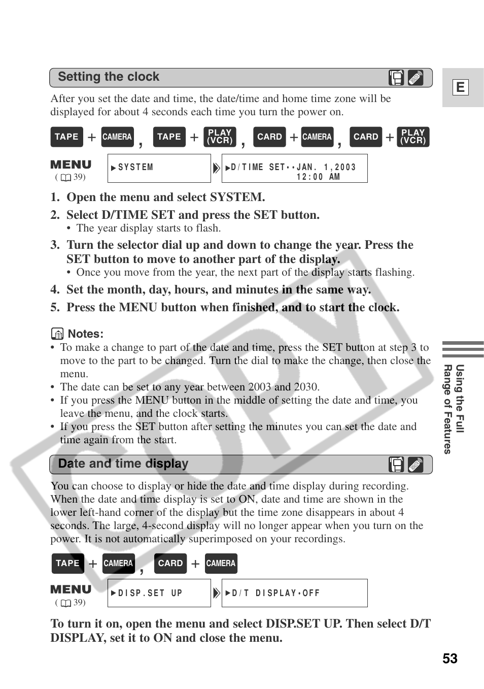 53 e | Canon ELURA 50 User Manual | Page 53 / 174