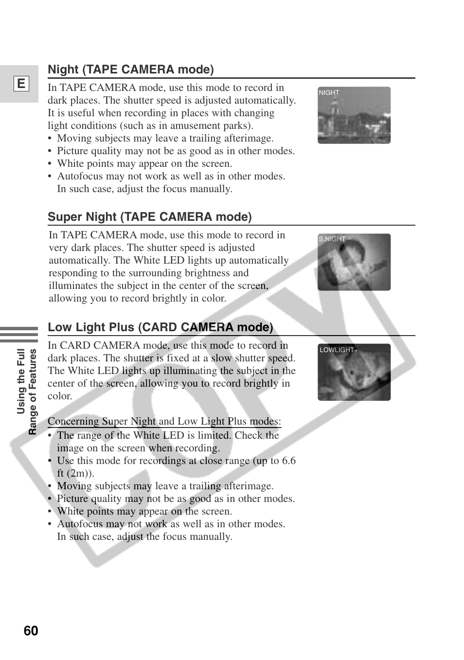 60 e | Canon ELURA 50 User Manual | Page 60 / 174