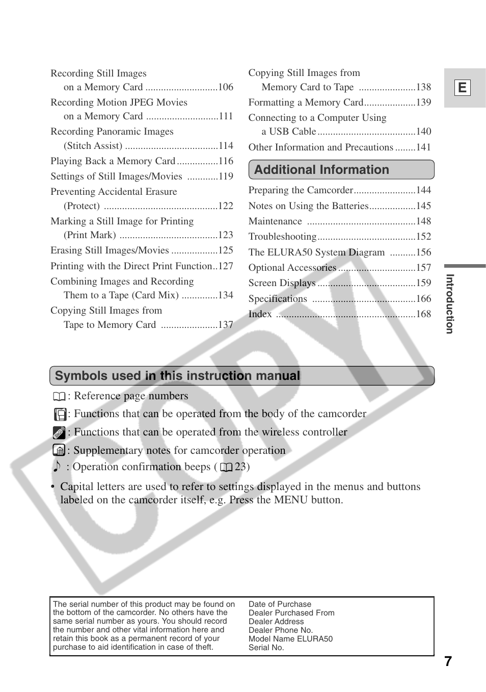 Canon ELURA 50 User Manual | Page 7 / 174