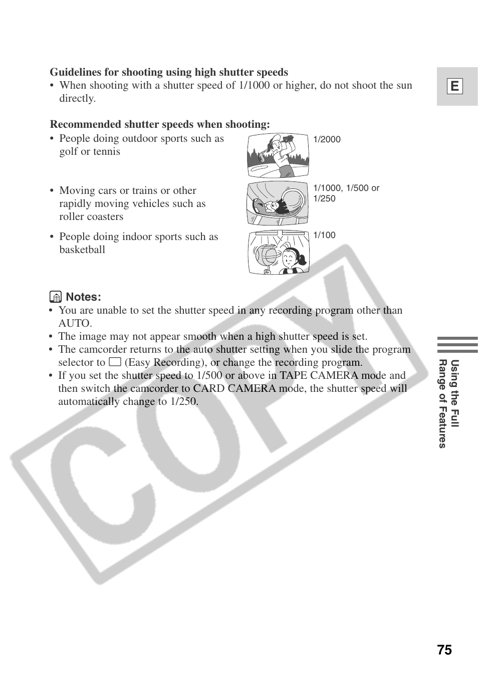 75 e | Canon ELURA 50 User Manual | Page 75 / 174