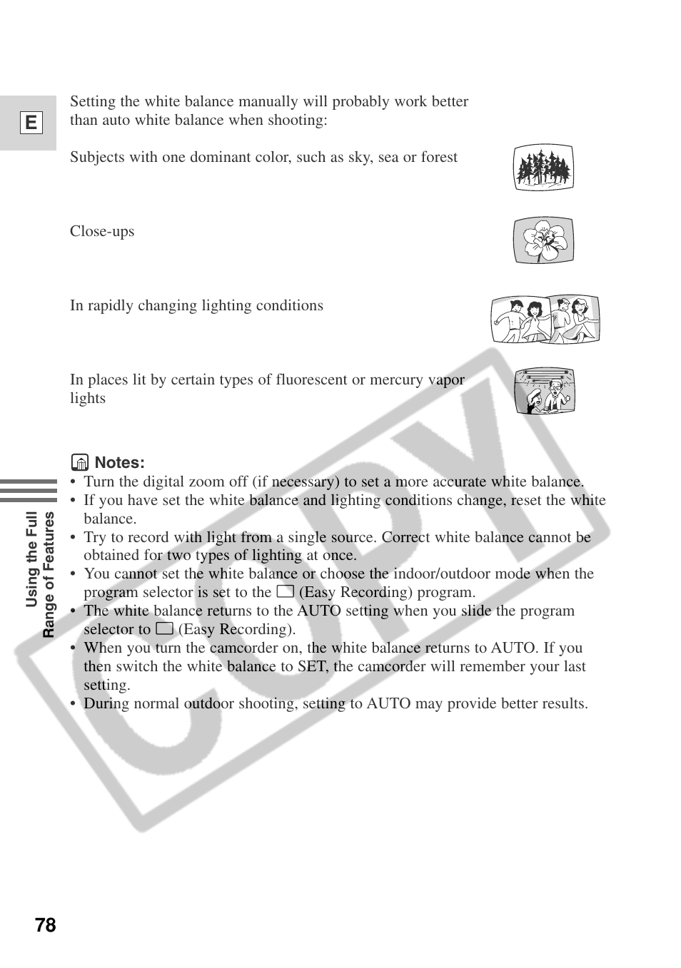 78 e | Canon ELURA 50 User Manual | Page 78 / 174